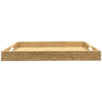 Tablett AVOIR, beige, MDF/PU, 42x28x4 cm