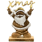 Santa LED Puri, Holz/Alu, natur/gold/weiß, 24x2,5x30 cm