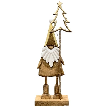 Santa LED Puri, Holz/Alu, natur/gold/weiß, 24x2,5x55 cm