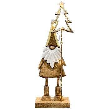 Santa LED Puri, Holz/Alu, natur/gold/weiß, 24x2,5x55 cm