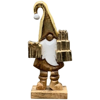 Santa Puri, Holz/Alu, natur/gold/weiß, 23x2,5x40 cm