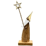 Santa LED Puri, Holz/Alu, natur/gold/weiß, 13x5x37 cm