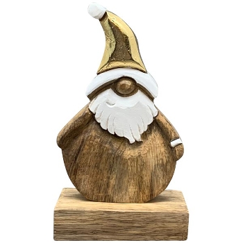 Santa Puri, Holz, natur/gold/weiß, 9x2,5x12 cm