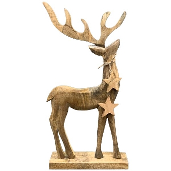 Rentier Dost, Holz/Alu, natur, 18x4x30 cm