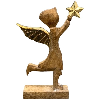 Engel Aurum, Holz, natur/gold, 15x2,5x20 cm