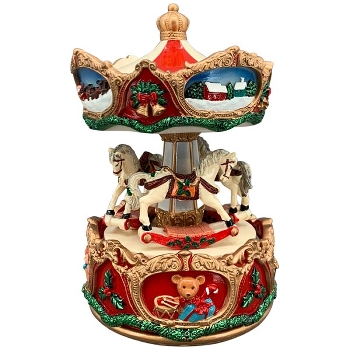 SpielUhr Karussell Noél, bunt, Polyresin/Metall, 12x12x16,5 cm