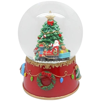 SpielUhr SchneeKugel Noél, bunt, Glas/Polyresin/Metall, 12,5x12,5x16,5 cm