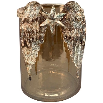 WindLicht Aurum, Glas/Metall, gold, 12x11x15 cm