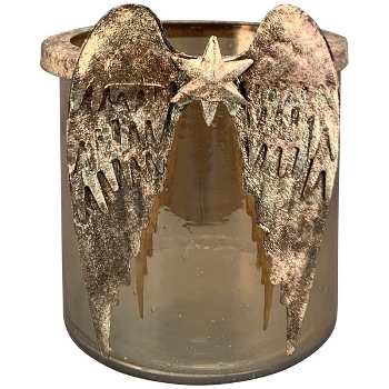 WindLicht Aurum, Glas/Metall, gold, 17x16x18 cm