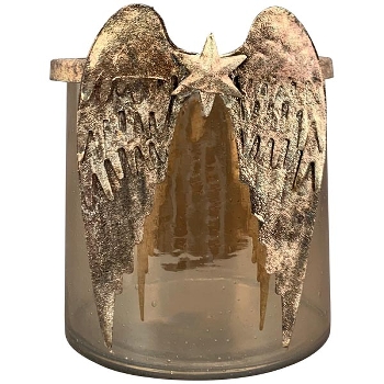 WindLicht Aurum, Glas/Metall, gold, 17x16x18 cm