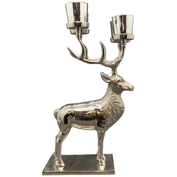 RentierKerzenHalter GROS, silber, Aluminium, 28x20,5x45,75 cm
