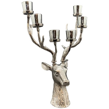 RentierKerzenHalter GROS, silber, Aluminium, 28x28x58,5 cm