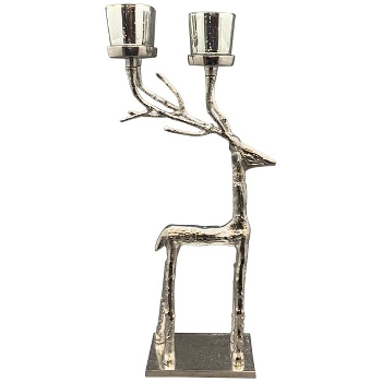 RentierKerzenHalter GROS, silber, Aluminium, 24x14x49,5 cm