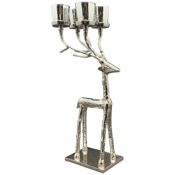 RentierKerzenHalter GROS, silber, Aluminium, 24x14x49,5 cm