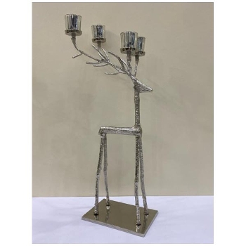 RentierKerzenHalter GROS, silber, Aluminium, 33x21,5x76,5 cm