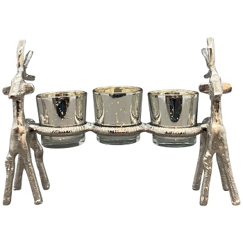 RentierKerzenHalter GROS, silber, Aluminium, 26,5x10x17,5 cm