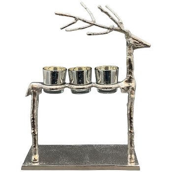 RentierKerzenHalter GROS, silber, Aluminium, 33x15,5x40,5 cm