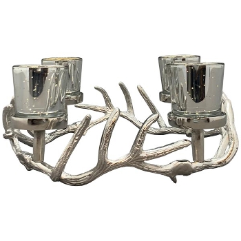 KerzenHalter GROS, silber, Aluminium, 30x30x12 cm