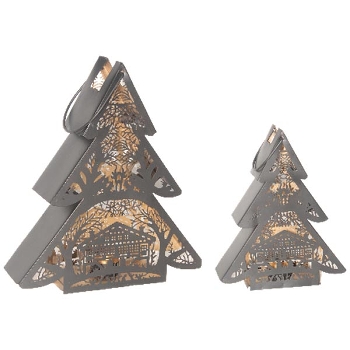BaumWindLicht Doré, Metall, schwarz/gold, 21x6,5x26 cm