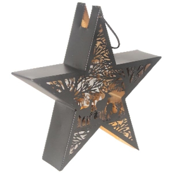 SternWindLicht Doré, Metall, schwarz/gold, 30x7,5x29 cm