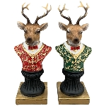 RentierBüste Lilian, rot/grün, Polyresin, 10x8x25 cm
