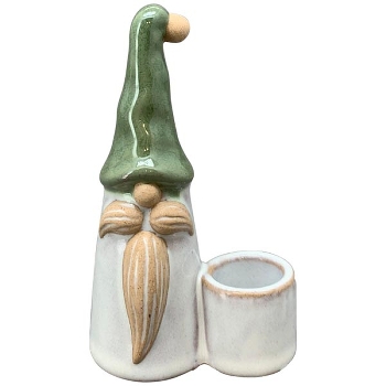 KerzenHalter Marta, grün, Stoneware, 6,7x4,2x11,3 cm