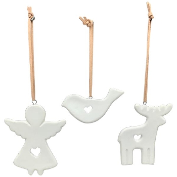 XmasHänger Ivory, weiß, Porzellan, 8,5x0,7x10,1 cm, 8,3x0,6x4,2 cm
