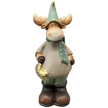 Rentier Lilian, grün, Polyresin, 6,5x6x16 cm