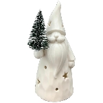 Santa mit LED Baum CœuR, weiß, Porzellan, 6,5x6,3x14,7 cm