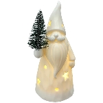 Santa mit LED Baum CœuR, weiß, Porzellan, 6,5x6,3x14,7 cm