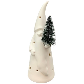 Santa mit LED Baum CœuR, weiß, Porzellan, 7,5x7,2x19,9 cm