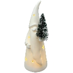 Santa mit LED Baum CœuR, weiß, Porzellan, 7,5x7,2x19,9 cm