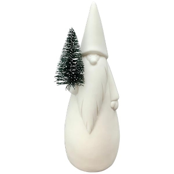 Santa mit LED Baum CœuR, weiß, Porzellan, 5,4x5x15,9 cm