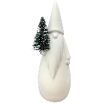 Santa mit LED Baum CœuR, weiß, Porzellan, 5,4x5x15,9 cm