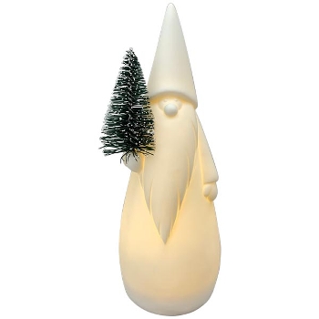 Santa mit LED Baum CœuR, weiß, Porzellan, 5,4x5x15,9 cm