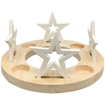 TeeLichtHalter CœuR, weiß, Porzellan/Holz, 23,8x23,8x11 cm