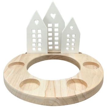 TeeLichtHalter CœuR, weiß, Porzellan/Holz, 23,8x23,8x17 cm