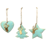XmasHänger Teal, Metall, 7,8x1,6x7 cm