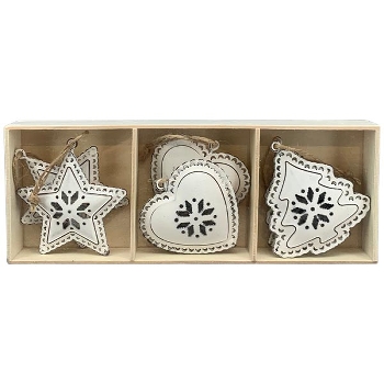 XmasHängerSet/3 in Box Teal, Metall, 7x1,5x7,5 cm, 6,5x1,5x6 cm, 7x1,5x7 cm