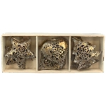 XmasHängerSet/3 in Box Teal, Metall, 7x1,5x7,5 cm, 6,5x1,5x6 cm, 7x1,5x7 cm