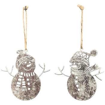 SchneeMannHängerTeal, Metall, 10,5x0,2x10 cm