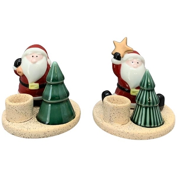SantaKerzenHalter Chrissie, rot, Porzellan, 10,8x9,7x10,8 cm