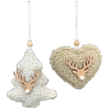 XmasHänger Lanky, weiß, Polyester/Holz, 14,5x3x17 cm