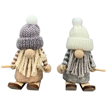 XmasDeko Lanky,  grau, Polyster/Holz, 12,5x6x11 cm