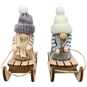 XmasDeko Lanky,  grau, Polyster/Holz, 13x5,5x13 cm