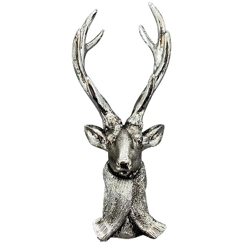 RentierKopf ArgenT, silber, Polyresin, 12x18x29 cm