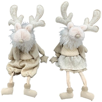 Rentier RUNT, creme, Stoff, 28x21x68 cm