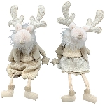 Rentier RUNT, creme, Stoff, 28x21x68 cm
