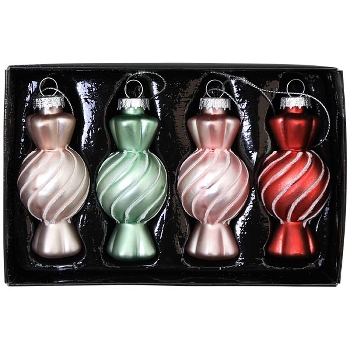BaumSchmuckSet/4 GlossY, Glas, 3,5x3,5x9,5 cm