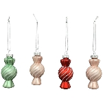 Baumschmuck Set/4 Glossy, Glas, 3,5x3,5x9,5 cm